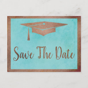 Save the Date Abschluss - Chic Rose Gold Imitats Postkarte