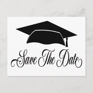 Save the Date Abschluss - Einfach Schwarz-weiß Ankündigungspostkarte