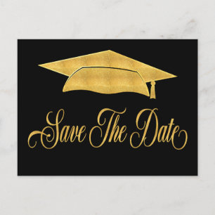 Save the Date Abschluss Gold Grad Bekanntgabe Ankündigungspostkarte