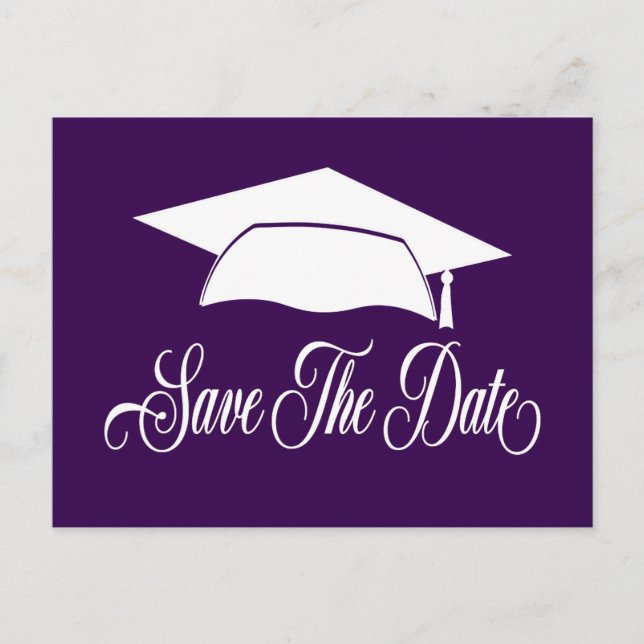 Save the Date Abschluss Lila School Ankündigungspostkarte (Vorderseite)