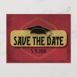 Save the Date Abschluss Modernes Rotgold Postkarte