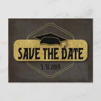 Save the Date Abschluss Modernes Schwarzes Grau Go Postkarte