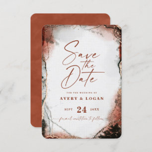 Save The Date Abstrait Ethéal Rustique Automne Orange Mariage
