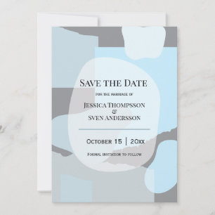 Save The Date Abstrait moderne bleu minimaliste Mariage artistiq