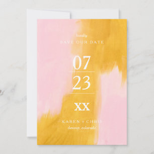 Save The Date Abstrait rose et jaune moderne Enregistrer la date