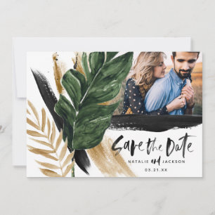 Save The Date Abstrait tropical moderne peint photo mariage