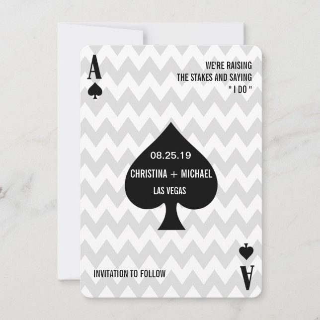 Save The Date Ace of Spades Modern Chic Photo Enregistrer la dat (Devant)