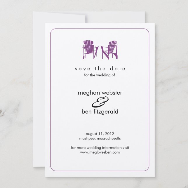 Save The Date Adirondack Chaises Mariage Enregistrer la date (Devant)