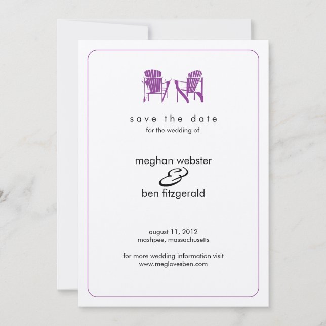 Save The Date Adirondack Chaises Mariage Enregistrer la date (Devant)