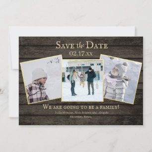 Save The Date Adoption familiale Bois rustique Photo Enregistrer