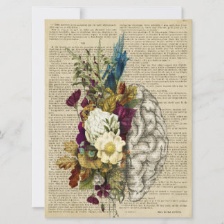 Save The Date affiche d'anatomie du cerveau floral médical