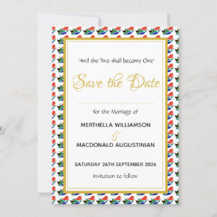 Save The Date AFRIQUE DU SUD Cérémonie de mariage coutumier chré