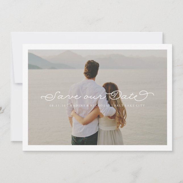 Save The Date Aimer délicat Enregistrer la superposition Mariage (Devant)