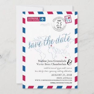 Save The Date Airmail Heart Italie et Australie Enregistrer la d