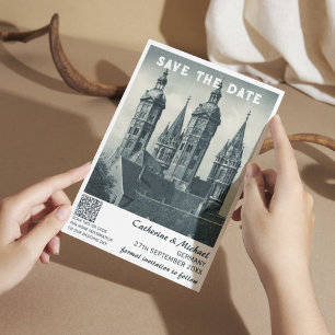 Save The Date Allemagne Vintage Mariage Voyage Code QR