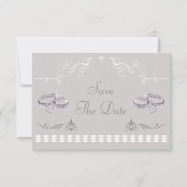 Save The Date Alliances de mariage étincelantes & cœurs pour ann (Devant)