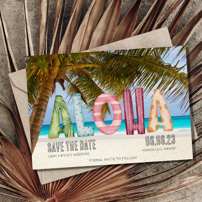 Save The Date Aloha Beach Destination Mariage Photo (Créateur téléchargé)