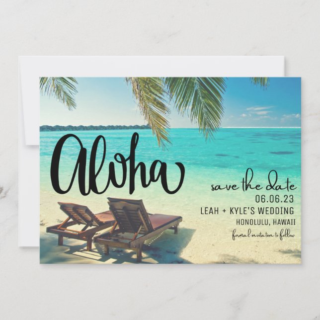Save The Date Aloha Hawaii Photo Beach Wedding Enregistrer la da (Devant)