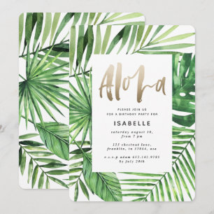 Save The Date Aloha palme tropicale et or script anniversaire