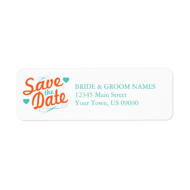 Save the Date altmodisch (orange / Aquamarin) (Vorne)