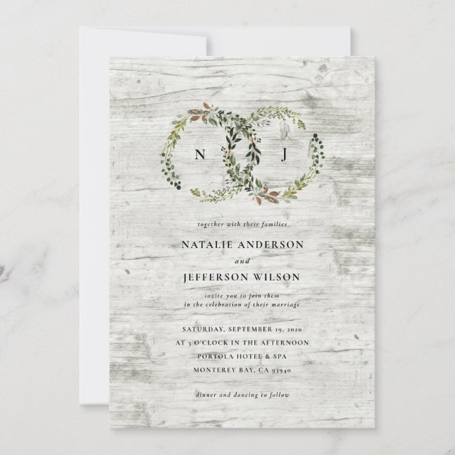 Save The Date Ambiance rustique fleurie couronne mariage (Devant)