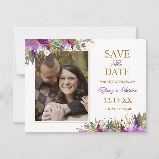 Save The Date Améthyste étanche Étincelle Enregistrer la date Ph (Devant)