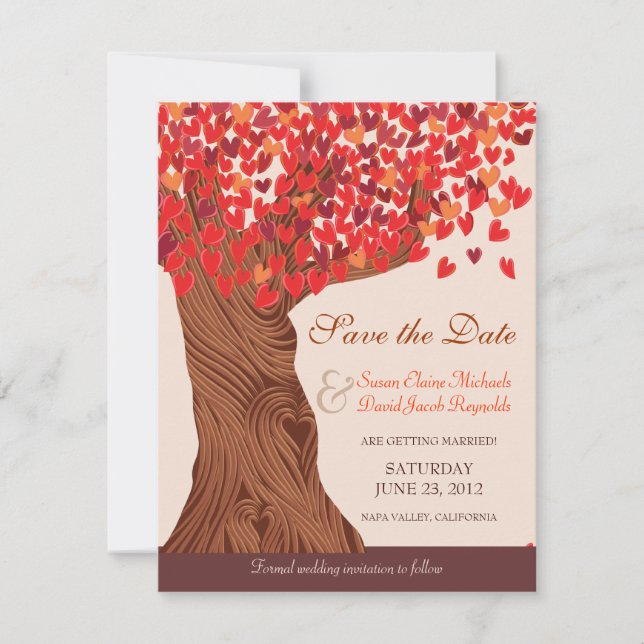 Save The Date Amour d'automne Chêne romantique Sauvegarder la da (Devant)