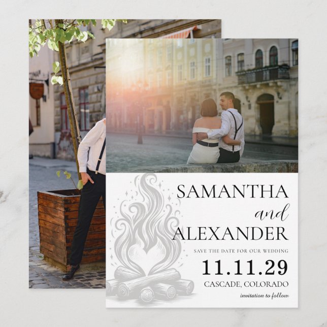 Save The Date Amour de feu de camp (Devant / Derrière)
