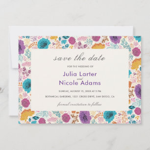 Save The Date Amour Fleurissant Fleurs Romantiques Rose Violet M