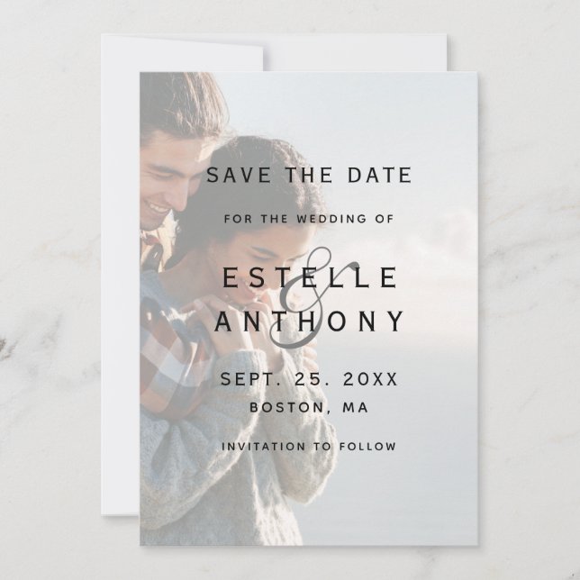 Save The Date Ampersand de photos défraîchi Mariage (Devant)