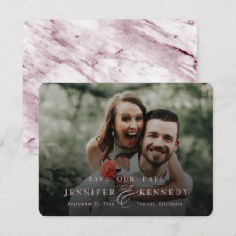 Save The Date Ampersand luxueux en marbre rose poussiéreux et ph