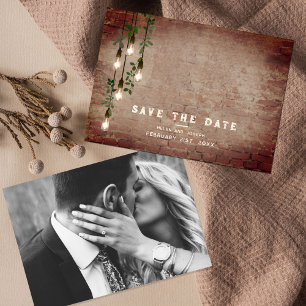 Save The Date Ampoules vintages Brick Rustique Mariage photo