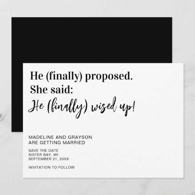 Save The Date Amusant Finalement Mariage Enregistrer La Date (Devant / Derrière)