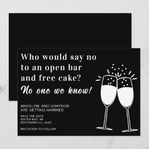 Save The Date Amusant Open Bar Gratuit Mariage De Gâteau Enregis