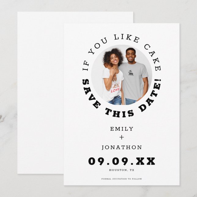 Save The Date Amusant Si Vous Aimez Gâteau Photo Décontracté Enr (Devant / Derrière)