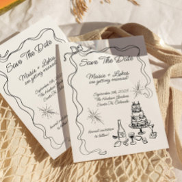 Save the Date an der schwarzen Hand gezeichnete Ba Einladung