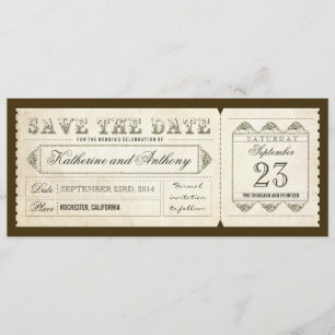 Save The Date ancien vintage enregistrer le ticket de date