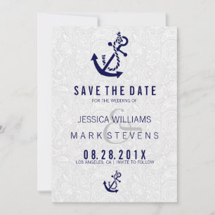 Save The Date Ancre Bateau Nautique Bleu Marine Enregistrer La D