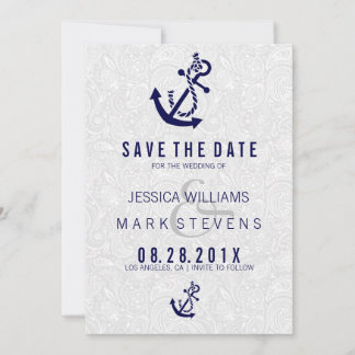 Save The Date Ancre Bateau Nautique Bleu Marine Enregistrer La D