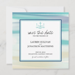 Save The Date Ancre de monogramme d'aquarelle océanique Enregist