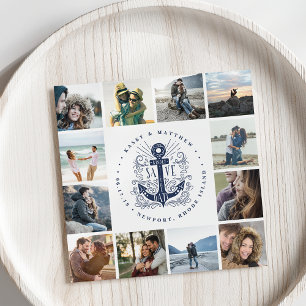 Save The Date Ancre main dessinée   Collage de photos Enregistre