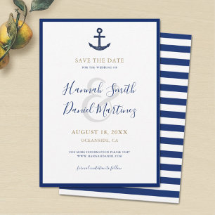 Save The Date Ancre Nautique Marine Blue Wedding Enregistrer la