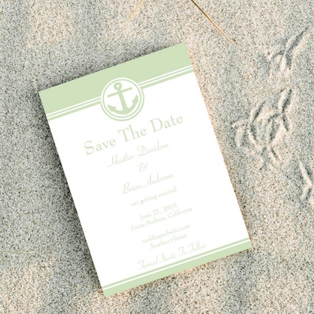 Save The Date Ancre Nautique Vert Mint Enregistrer La Date (Mint Green Nautical Anchor Save the Date)