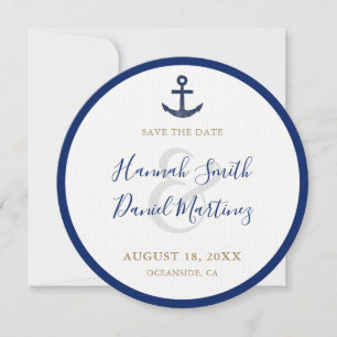 Save The Date Ancre Round Nautical Boat Wedding Enregistrer la d