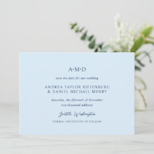 Save The Date Andrea Bleu Ciel Élégant Mariage