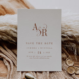 Save The Date ANDREA Monogramme Simple Bohème Crème Mariage Mini