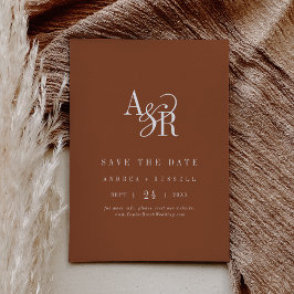 Save The Date ANDREA Monogramme Simple Terracotta Mariage Minima