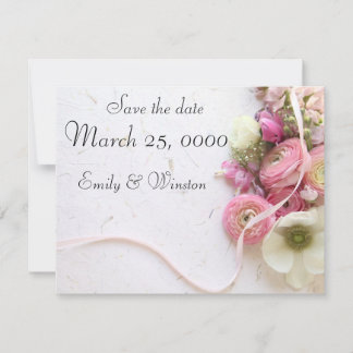 Save The Date Anémones, ranunculus, ruban