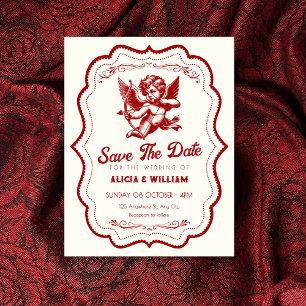 Save The Date ange de cupidon rouge mariage