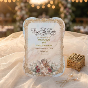 Save The Date Ange Rococo Violon Amour Royalcore Vintage